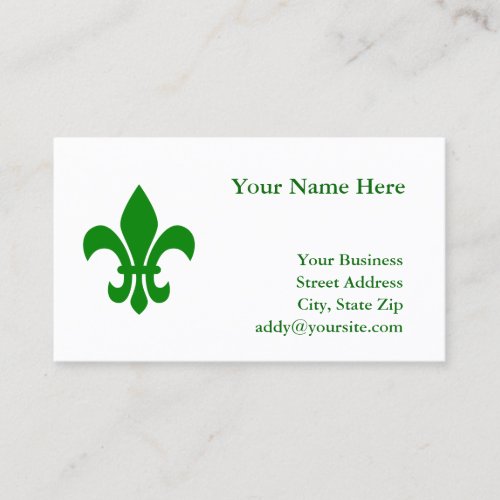 Green Fleur de Lis Business Card