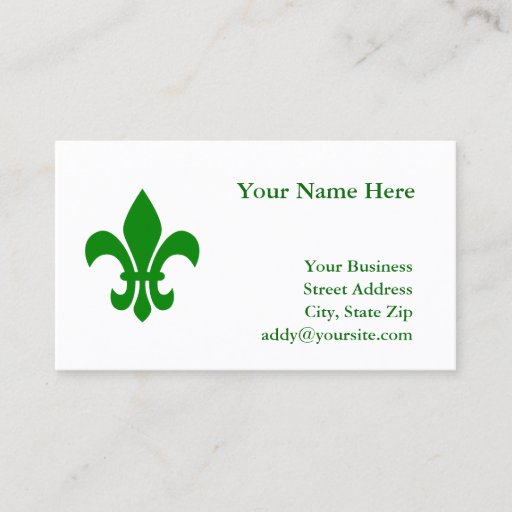 Customizable Green Fleur de Lis Business Card