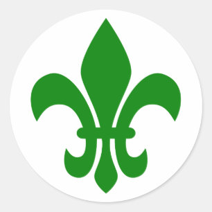 Green Fleur de Lis Classic Round Sticker