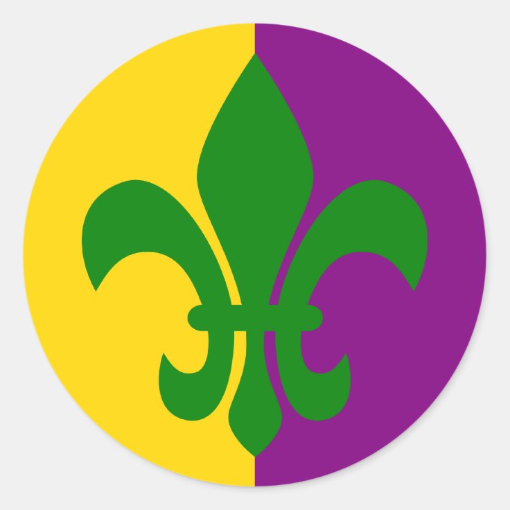 Green Fleur de Lis Classic Round Sticker | Zazzle