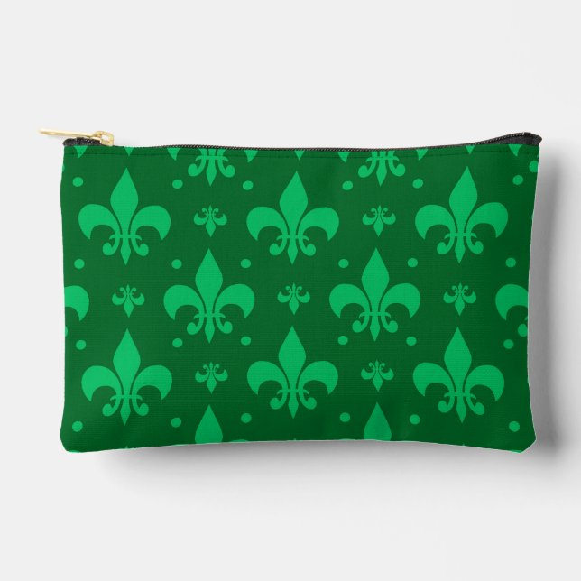 Green Fleur-de-lis Pattern Design  Accessory Pouch (Front)