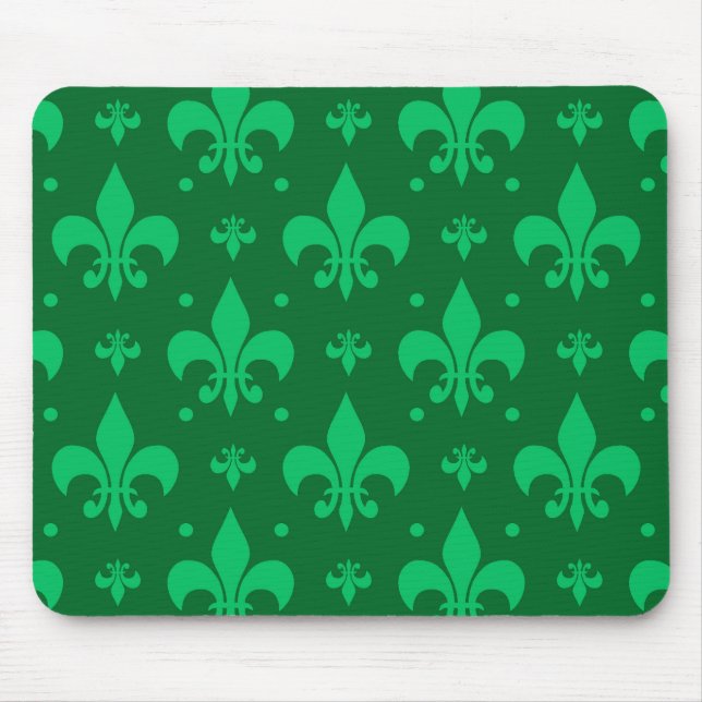 Green Fleur-de-lis Pattern Design  Mouse Pad (Front)