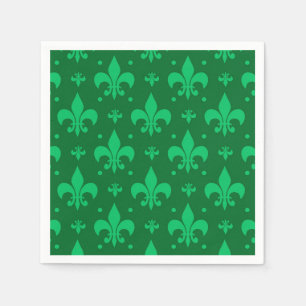Green Fleur-de-lis Pattern Design  Napkins