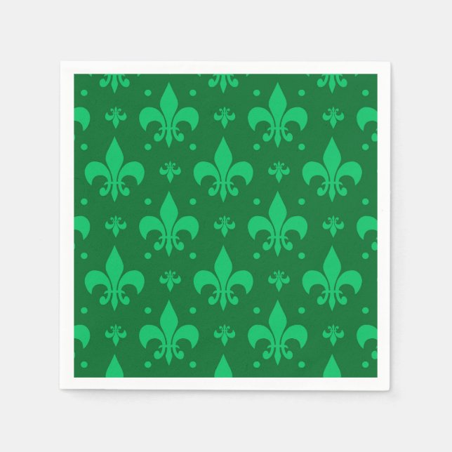 Green Fleur-de-lis Pattern Design  Napkins (Front)