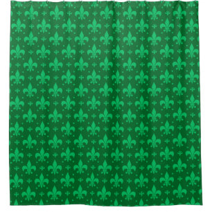 Green Fleur-de-lis Pattern Design Shower Curtain