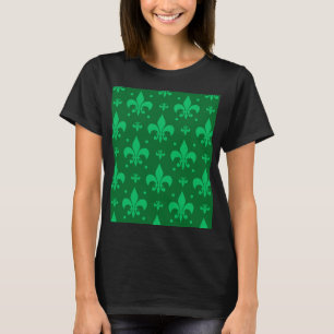 Green Fleur-de-lis Pattern Design T-Shirt
