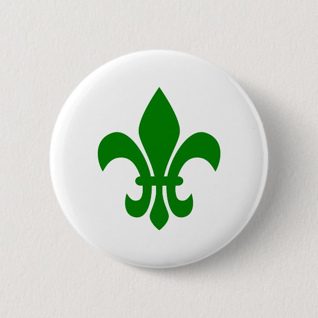 Green Fleur de Lis Pinback Button (Front)