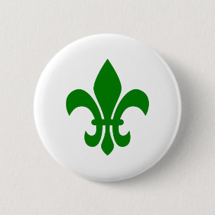 Green Fleur de Lis Pinback Button