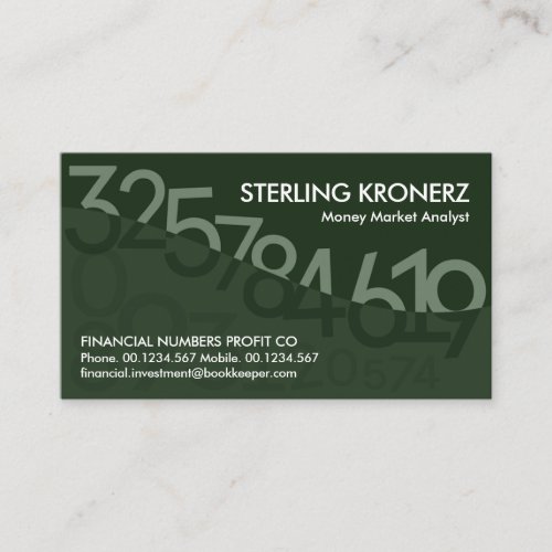 Green Floating Numbers Wave Dollar Business Card