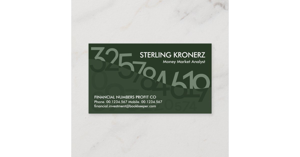 Green Floating Numbers Wave Dollar Business Card | Zazzle