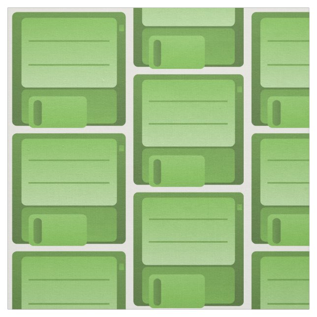 Green Floppy Disk Pattern Fabric (Swatch)