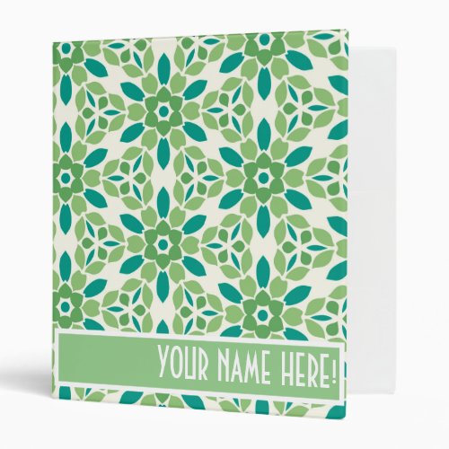 Green floral 3 ring binder