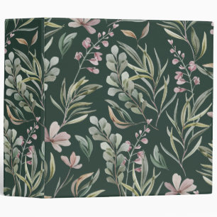 Green Floral 3 Ring Binder