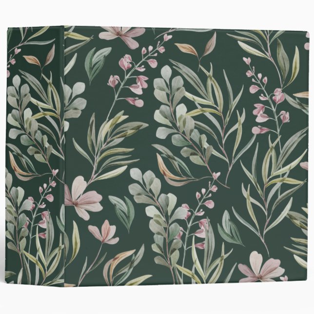 Green Floral  3 Ring Binder (Front/Spine)