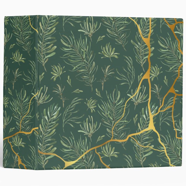 Green Floral  3 Ring Binder (Front/Spine)