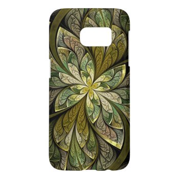 Green Floral Abstract Stained Glass Pattern Samsung Galaxy S7 Case by skellorg at Zazzle
