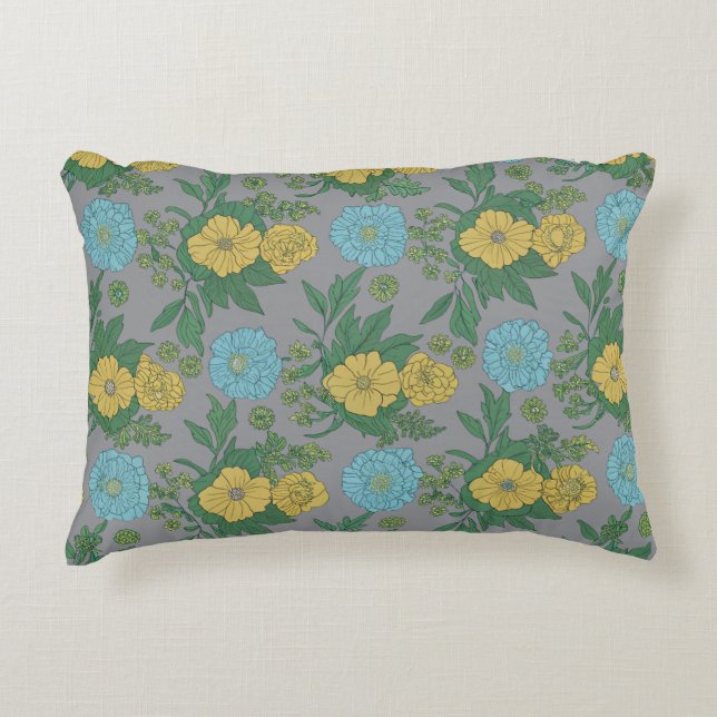 Green Floral Accent Pillow (Front)