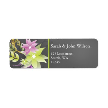 green floral address labels