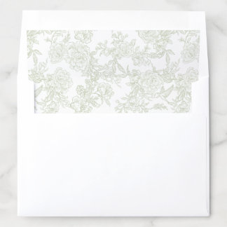 Green Floral and Bird Toile Envelope Liners
