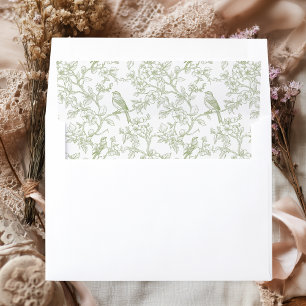 Green Floral and Bird Toile Envelope Liners