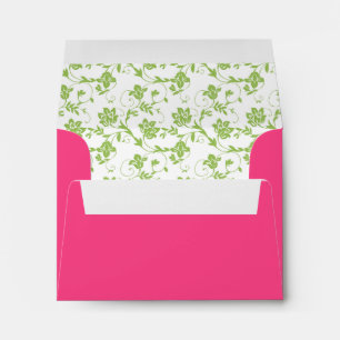 Green Floral and Hot Pink RSVP A-2 Envelope