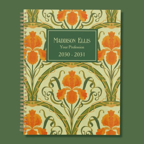 Green Floral Art Nouveau Feminine Business Planner