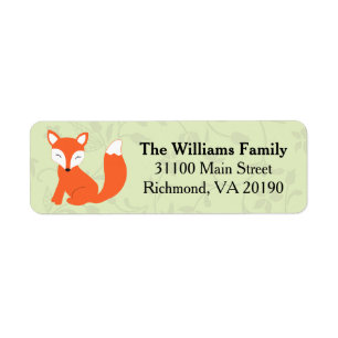 Green Floral Baby Fox Label