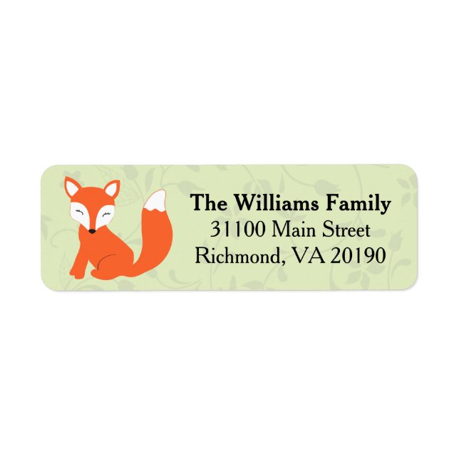 Green Floral Baby Fox Label (Front)