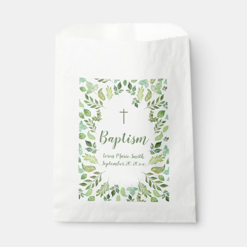 Green Floral Baptism Custom Favor Bag