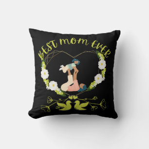 Green Floral Best Mom Ever Mother And Daughter Throw Pillow