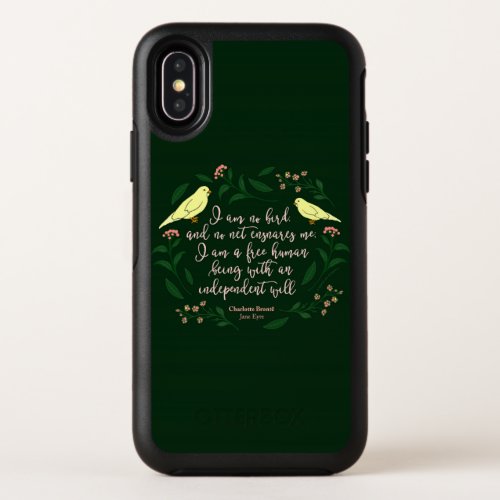 Green Floral Bird Charlotte Bronte Jane Eyre Quote OtterBox Symmetry iPhone XS Case