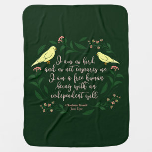 Green Floral Bird Quote Jane Eyre Charlotte Bronte Baby Blanket