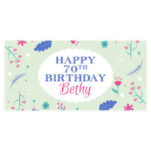 Green Floral Birthday Banner Party Decor Any Age