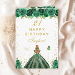 Green Floral Blonde Hair Girl Happy Birthday Card<br><div class="desc">This elegant and glamorous birthday card can be personalized with a name or title such as daughter, granddaughter, niece, friend etc. The design features a beautiful princess with blonde hair and fair skin in a green ball gown. The text combines handwritten script and modern sans serif fonts for a classy...</div>