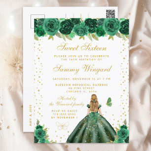 Green Floral Blonde Hair Princess Sweet Sixteen Postcard