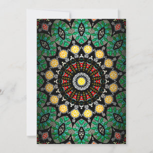 Green Floral Boho Ornate Mandala Holiday Card