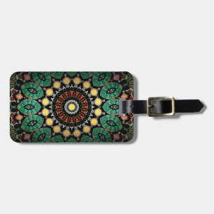 Green Floral Boho Ornate Mandala Luggage Tag
