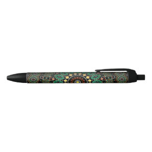 Green Floral Boho Ornate Mandala Pen