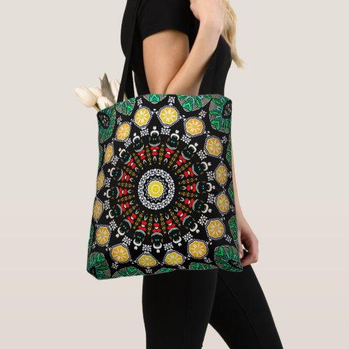 Green Floral Boho Ornate Mandala Tote Bag