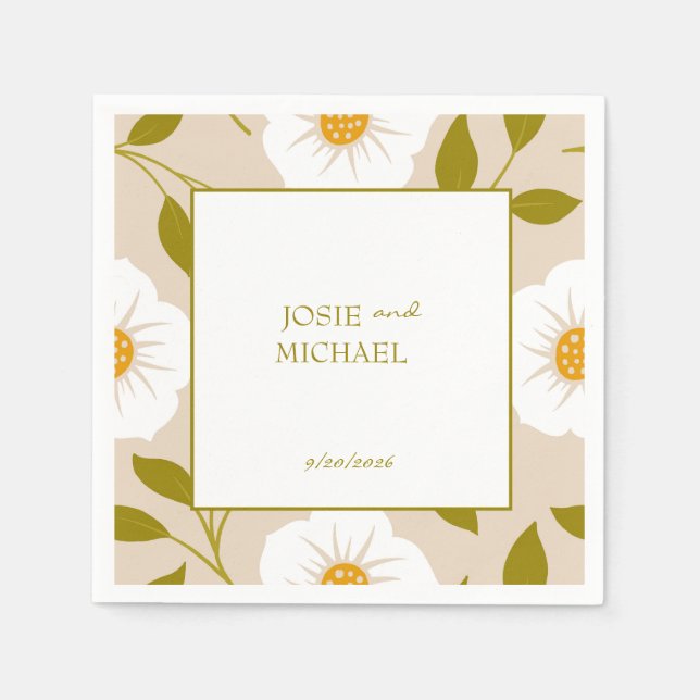Green Floral Boho WeddingPaper Napkin (Front)