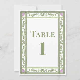 Green Floral Botanic Garden Wedding Table Numbers