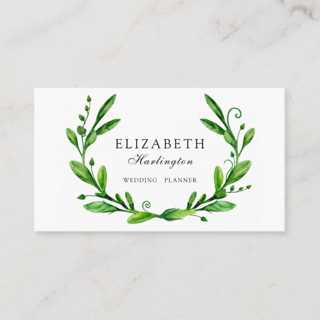 Green floral. Botanical greenery card. Garden Business Card (Front)