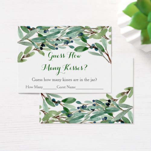 Green Floral Bridal Guess How Many Game Cards