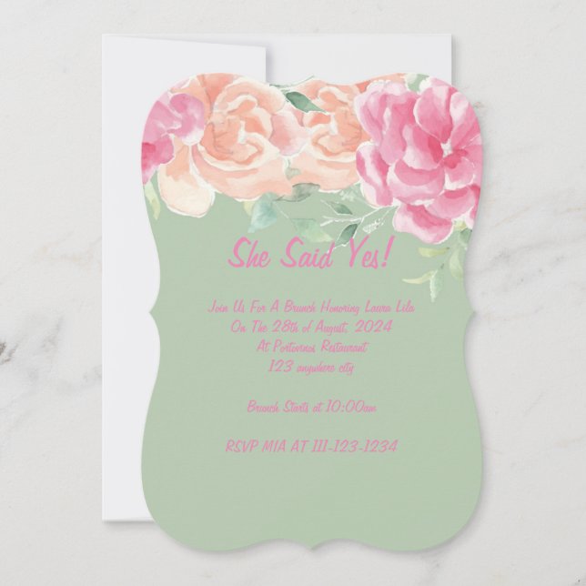 Green Floral Bridal Shower invitation  (Front)