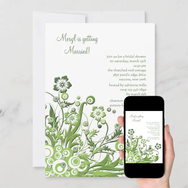 Green Floral Bridal Shower Invitation Zazzle
