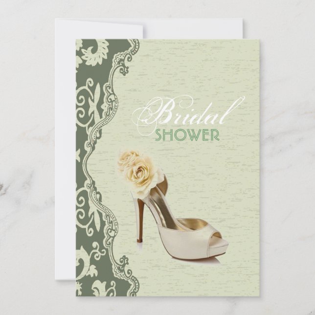 Green Floral bride shoes  Bridal Shower Invitation (Front)
