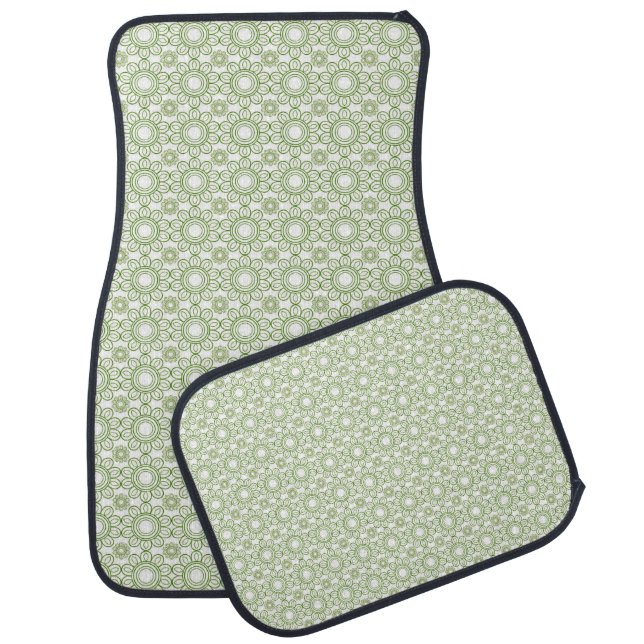 Green Floral. Car Mats (Set)
