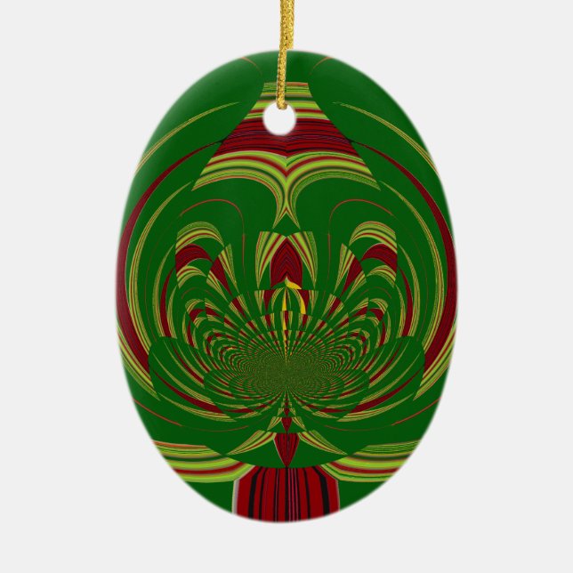 Green Floral Ceramic Ornament (Front)