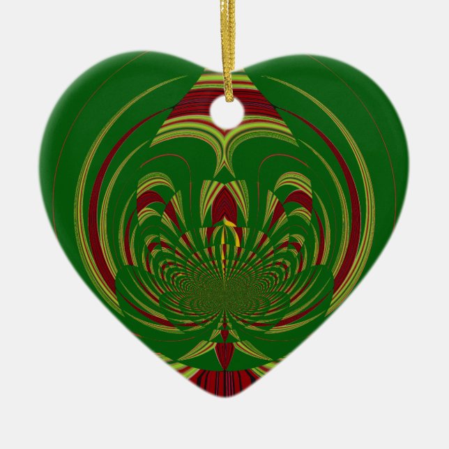Green Floral Ceramic Ornament (Front)