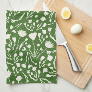 Green Floral Christmas Decor Kitchen Towel